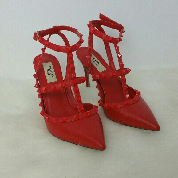 red studded pumps